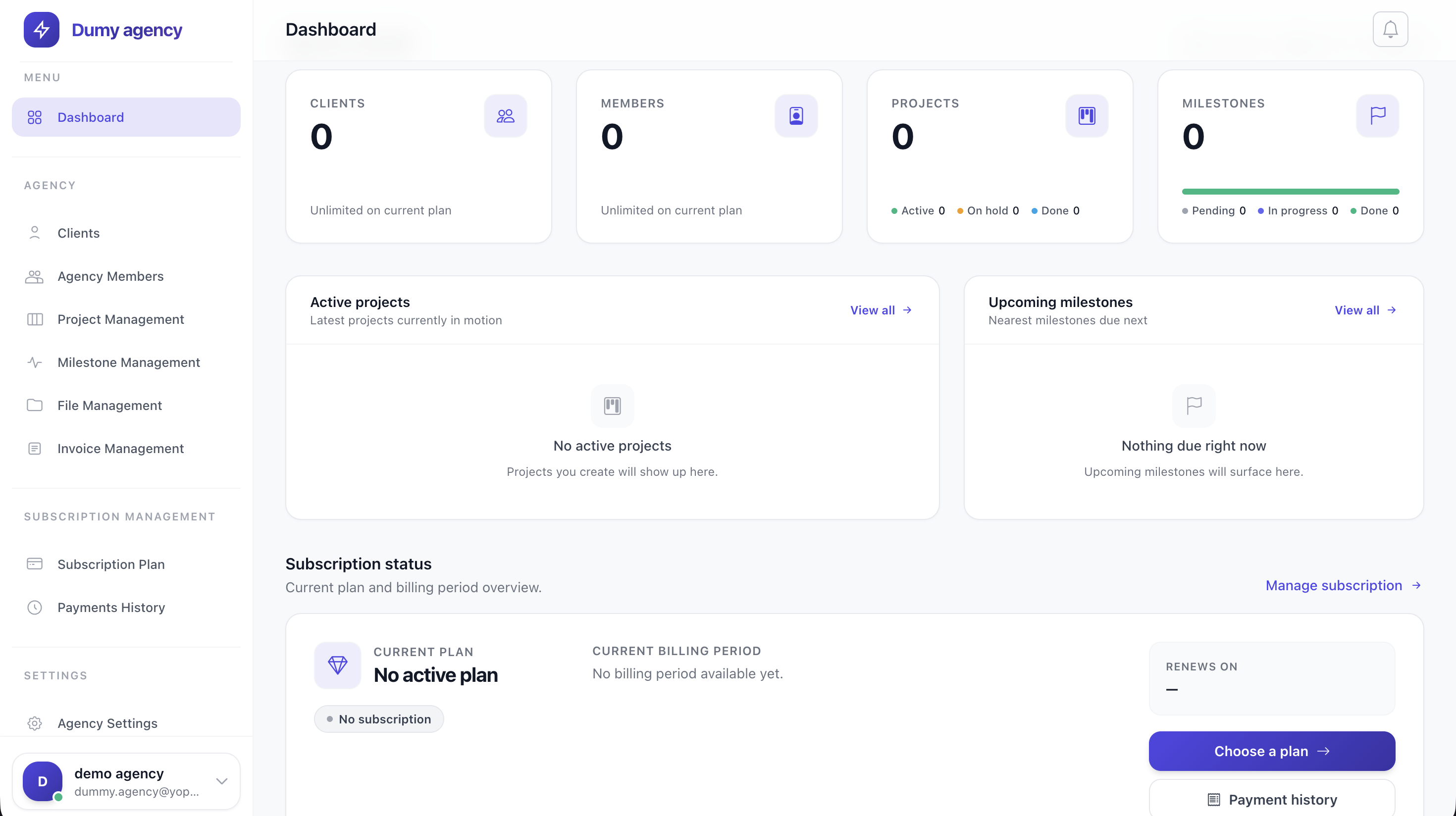 AgencyOS dashboard screen