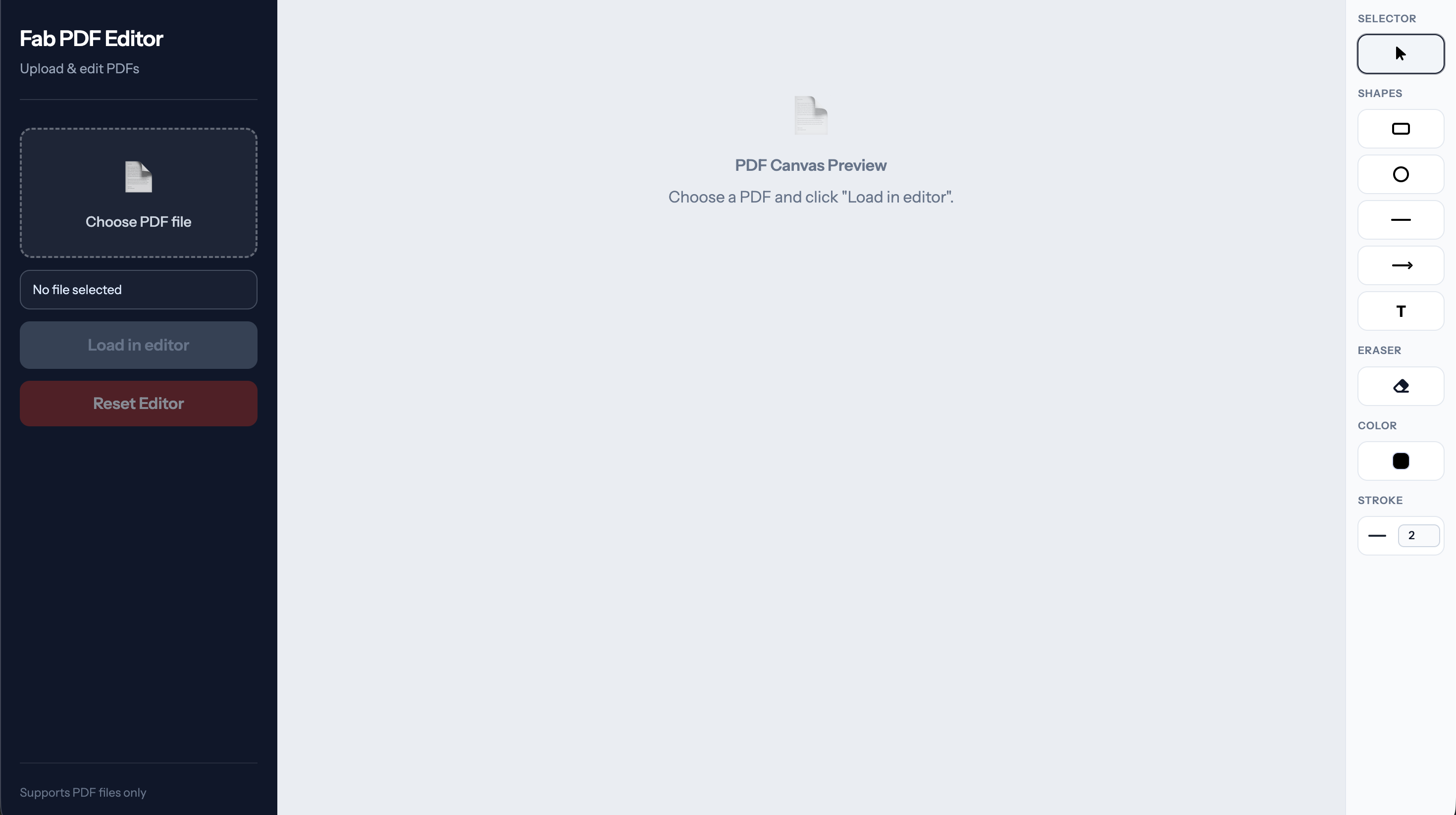 PDF Editor Tool canvas screen 2